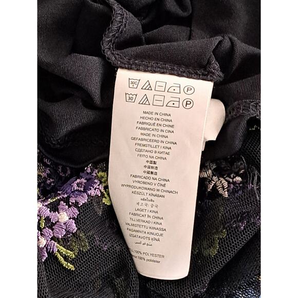 MICHAEL Michael Kors Forget Me Not Floral Blouse-Black-Multi Orchid Haze XS - Picture 8 of 9